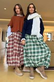 Roberta Plaid Brushed Cotton Balloon Hem Skirt Clover